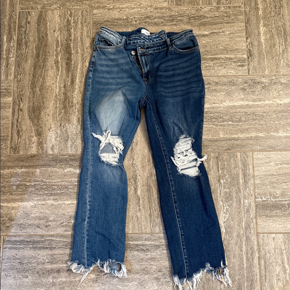 Classic Distressed Straight Leg Jeans